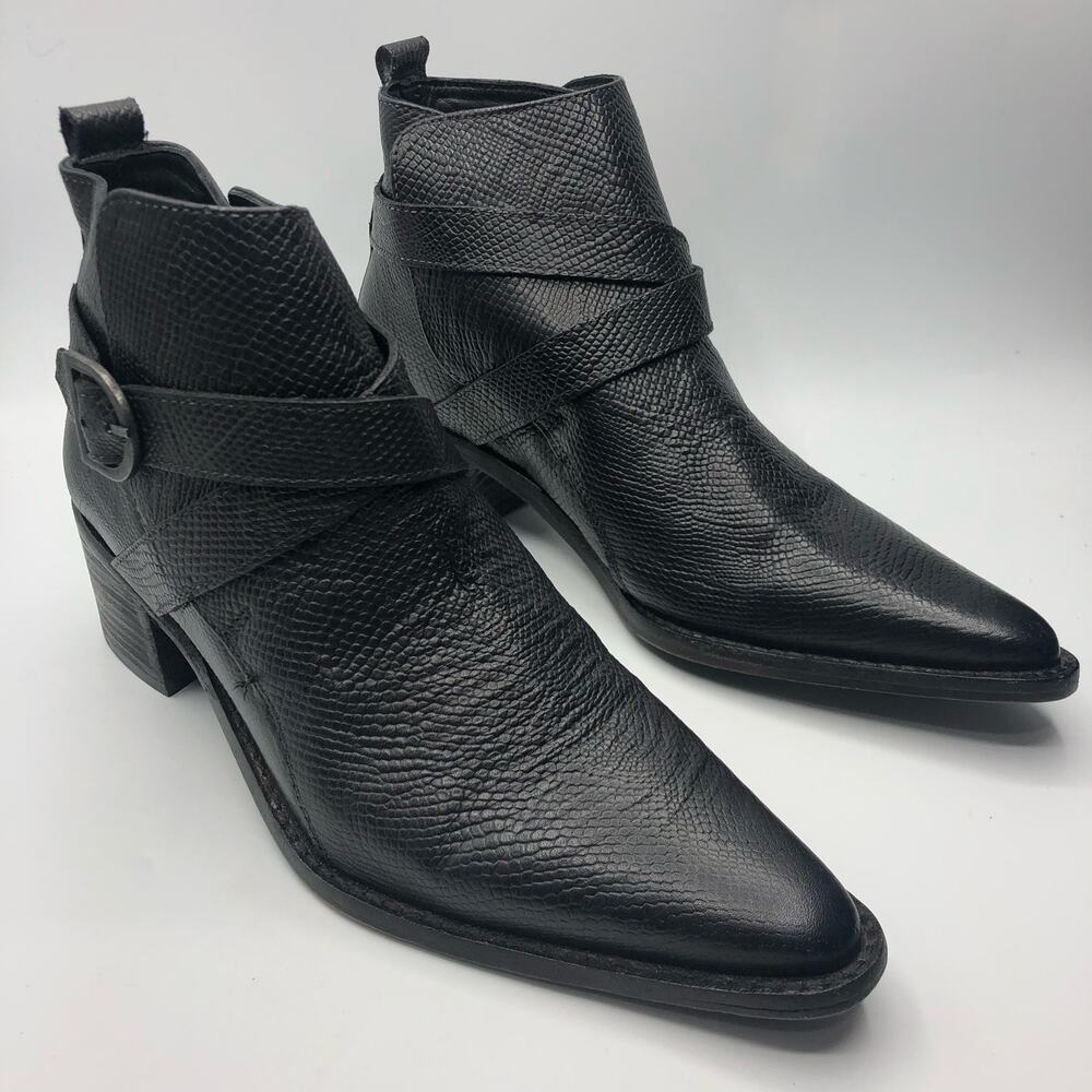 Free People Women's Back Loop Ankle Leather Booties Black EU 38 / US 8